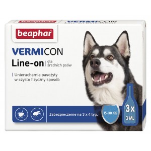 BEAPHAR Vermicon Line-On Dog - 3 pipety kropli przeciwpchłowych