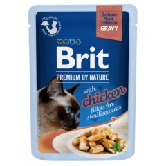 BRIT PREMIUM CAT Sterilised Chicken fillets in gravy 85g (saszetka) PROMO Krótki termin