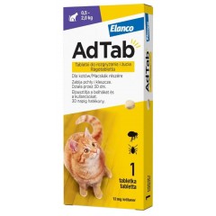 ELANCO AdTab Cat 0,5 - 2,0 kg / 1 tabl. (12 mg) - tabletka na pchły i kleszcze