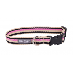 AMIPLAY Obroża regulowana Popular - czarno różowa