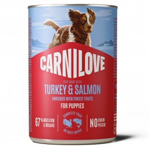 CARNILOVE DOG Puppy Salmon and Turkey 400g (puszka)