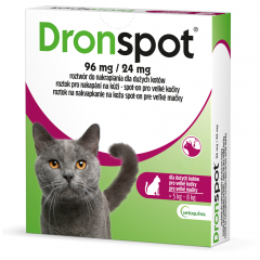 VETOQUINOL Dronspot 96 mg / 24 mg dla dużych kotów o wadze 5 do 8 kg (2 pipety)