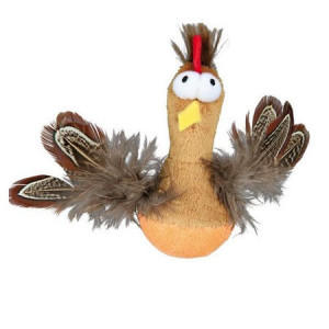 TRIXIE Zabawka kurczak z piórami i z dźwiękiem 10cm