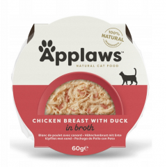 APPLAWS Cat soczysta pierś z kurczaka z kaczką w miseczce dla kota 60g