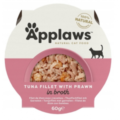 APPLAWS Cat smaczny filet z tuńczyka z krewetkami w miseczce dla kota 60g