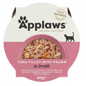 APPLAWS Cat smaczny filet z tuńczyka z krewetkami w miseczce dla kota 60g