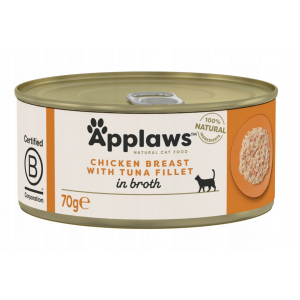 APPLAWS Cat pierś z kurczaka z filetem z tuńczyka w puszce w bulionie dla kota 70g