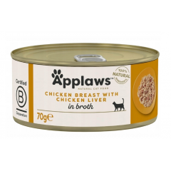 APPLAWS Cat pierś z kurczaka z wątróbką z kurczaka w puszce w bulionie dla kota 70g