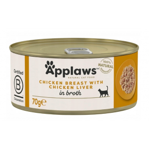 APPLAWS Cat pierś z kurczaka z wątróbką z kurczaka w puszce w bulionie dla kota 70g