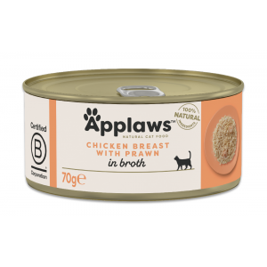 APPLAWS Cat pierś z kurczaka z krewetkami w puszce w bulionie dla kota 70g