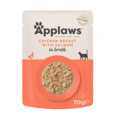 APPLAWS Cat kurczak z łososiem w saszetce w bulionie dla kota 70g