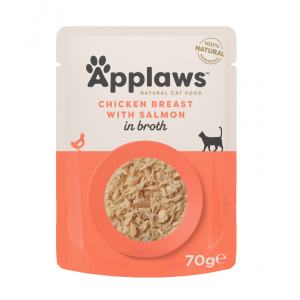 APPLAWS Cat kurczak z łososiem w saszetce w bulionie dla kota 70g