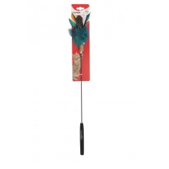 CAMON Cat Toy - wędka 65cm pióra czarne z dzwonkiem
