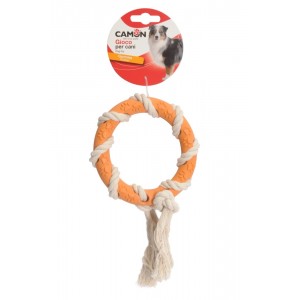 CAMON Dog Toy - gumowy pierścień ze skręconą liną 12cm