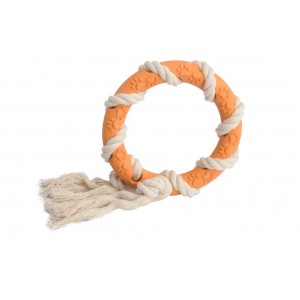 CAMON Dog Toy - gumowy pierścień ze skręconą liną 12cm