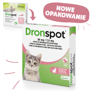 VETOQUINOL Dronspot 30 mg / 7,5 mg dla małych kotów o wadze 0,5 do 2,5 kg (2 pipety)