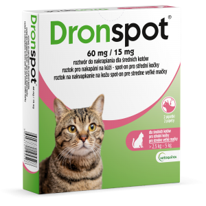 BAYER Dronspot 60mg (2 pipety) dla średnich kotów o wadze 2,5 do 5 kg