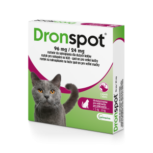 VETOQUINOL Dronspot 96 mg / 24 mg dla dużych kotów o wadze 5 do 8 kg (2 pipety)