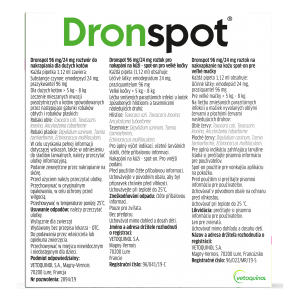 VETOQUINOL Dronspot 96 mg / 24 mg dla dużych kotów o wadze 5 do 8 kg (2 pipety)