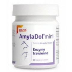 DOLFOS Amyladol mini - Enzymy trawienne. Tabletki dla psów i kotów - 90 tabletek mini
