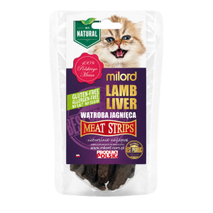 MILORD MEAT KOT Suszone Przysmaki - Paski z Wątroby Jagnięcej 40g
