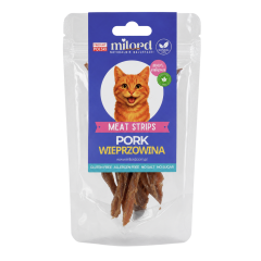 MILORD MEAT KOT Suszone Przysmaki - Paski z Wieprzowiny 40g