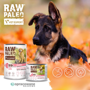 RAW PALEO Pork & Lamb Puppy Can - mokra karma dla szczeniąt duoproteina wieprzowina z jagnięciną (puszka)
