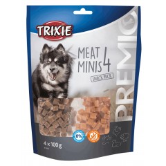 TRIXIE Przysmaki Premio 4 Meat Minis, kurczak, kaczka, wołowina, jagnięcina, 4 × 100 g