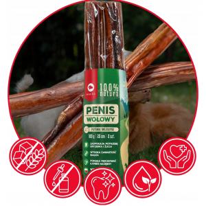 MACED Penis wołowy - naturalny gryzak dla psa 25cm - 2 szt. 100g