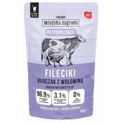 WIEJSKA ZAGRODA KOT Karma mokra dla kota Fileciki Kurczak z wołowiną dla sterylizowanych (dorosły) 85g