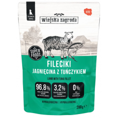 WIEJSKA ZAGRODA Karma mokra dla psa Fileciki Jagnięcina z tuńczykiem (szczeniak) 280g