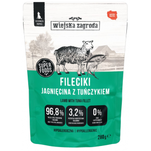WIEJSKA ZAGRODA Karma mokra dla psa Fileciki Jagnięcina z tuńczykiem (szczeniak) 280g